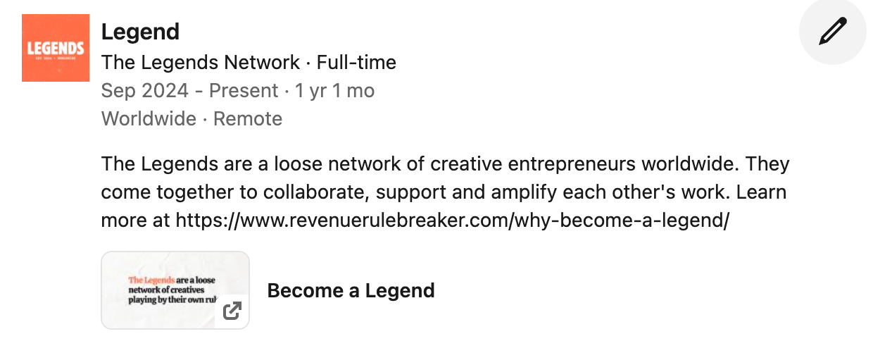 Example for Legends on LinkedIn
