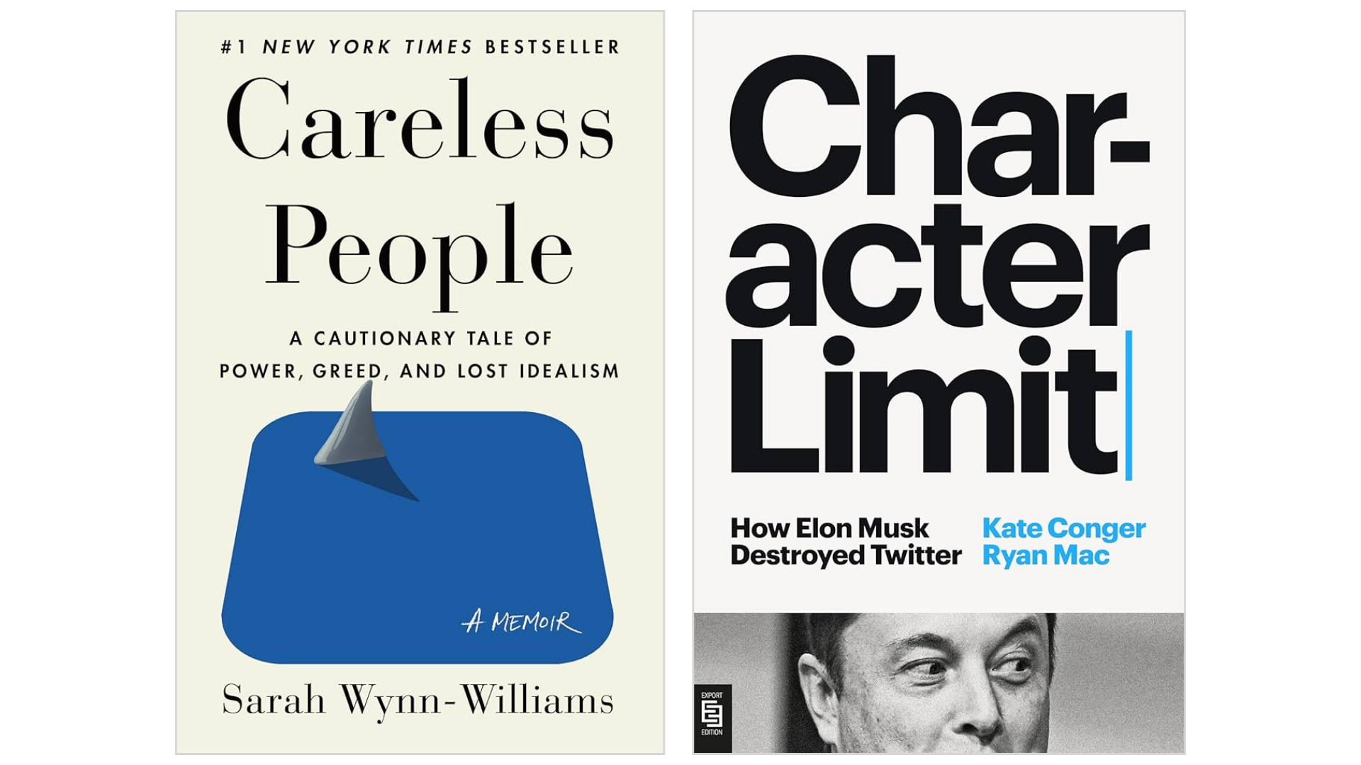 Book covers for Careless People and Character Limit