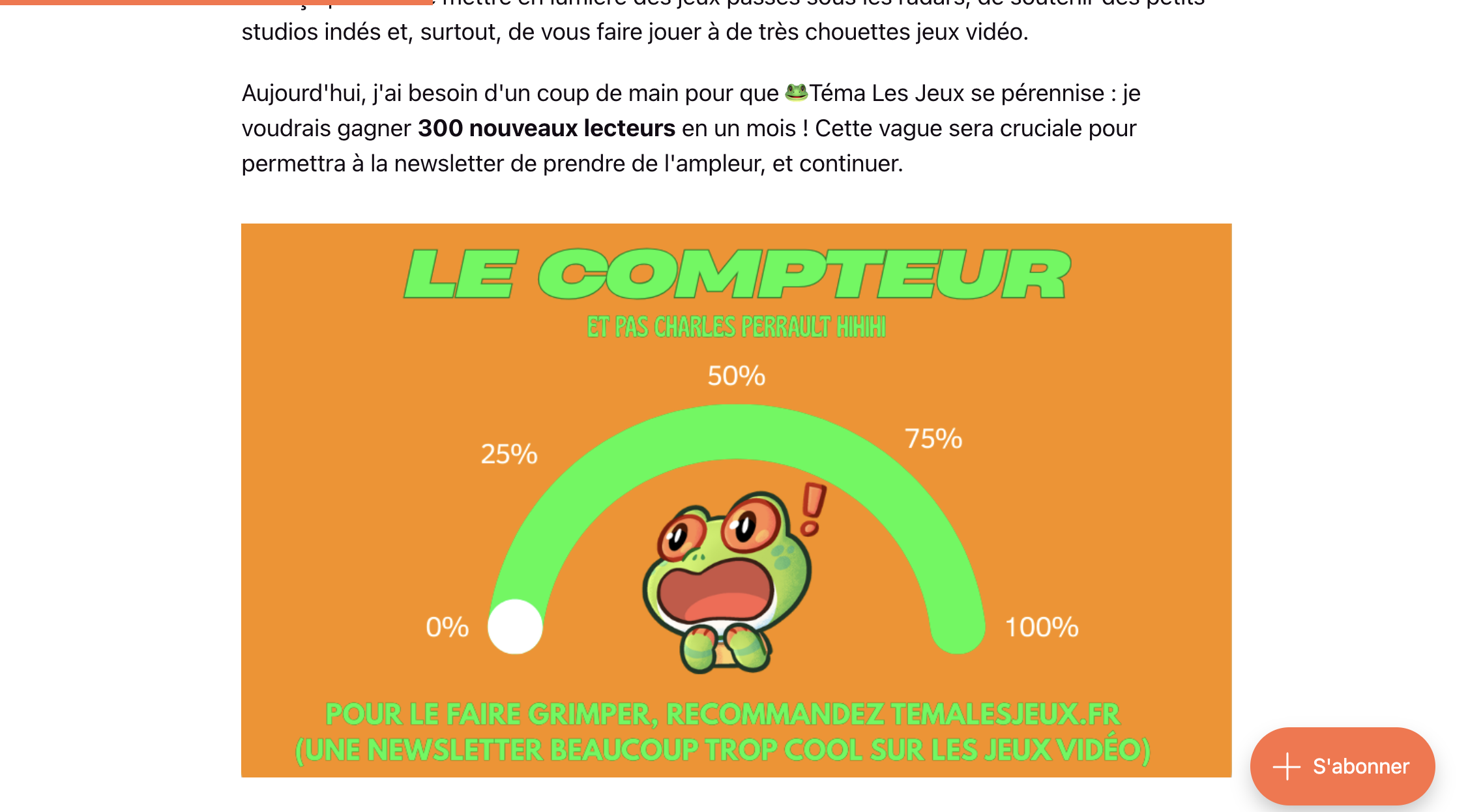 Théo's dedicated appeal for newsletter shares