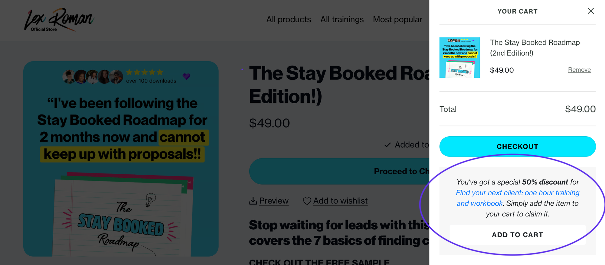 Cross-sell example from my Payhip shop