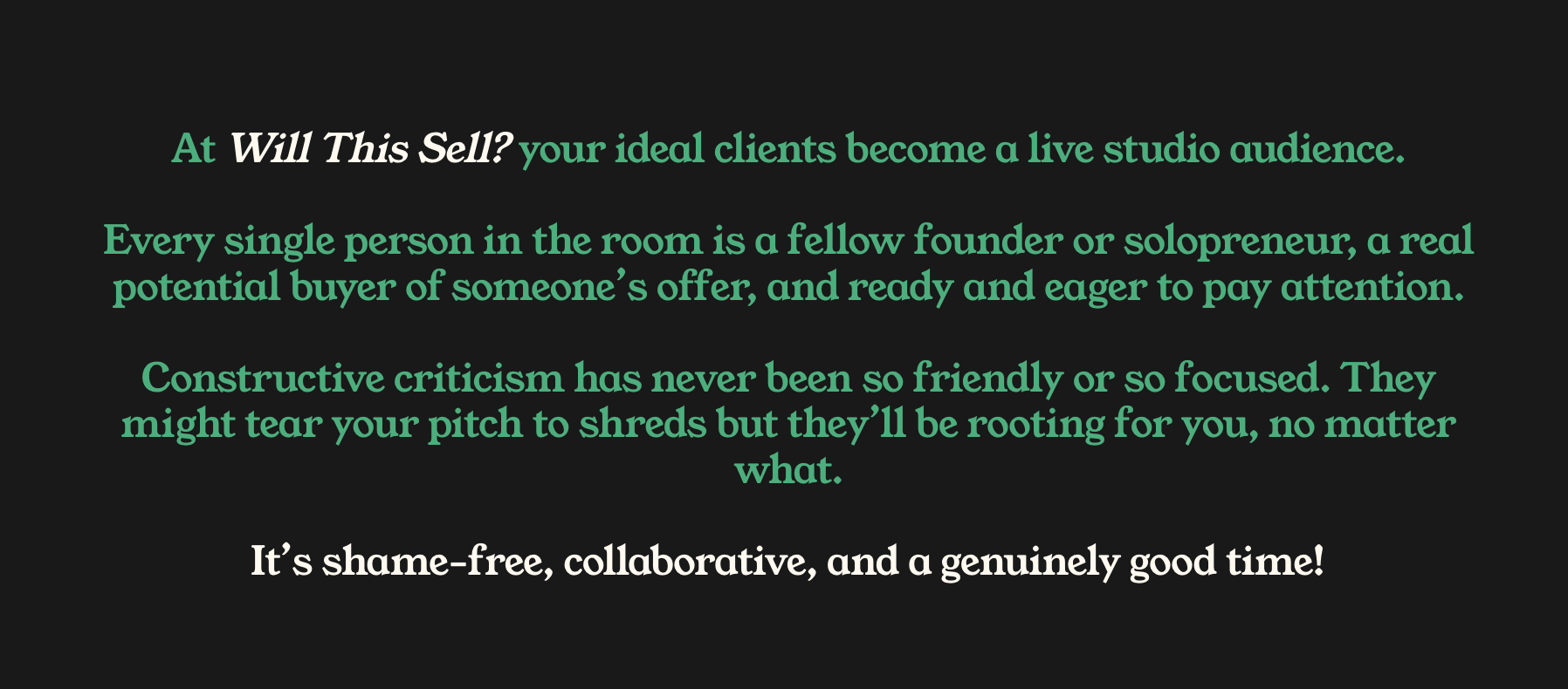 Screenshot from Annie Ruggles's Will This Sell? landing page