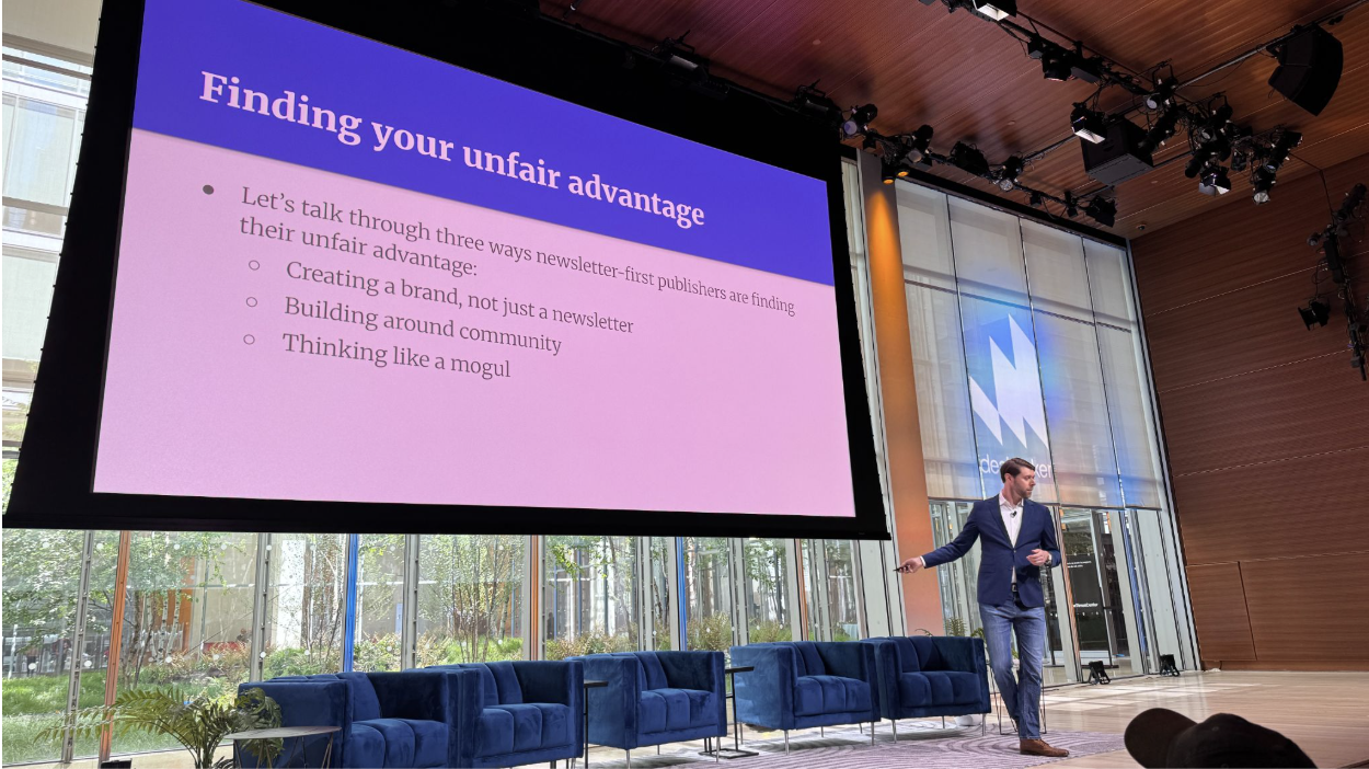 Dan Oshinsky presenting at The Newsletter Conference
