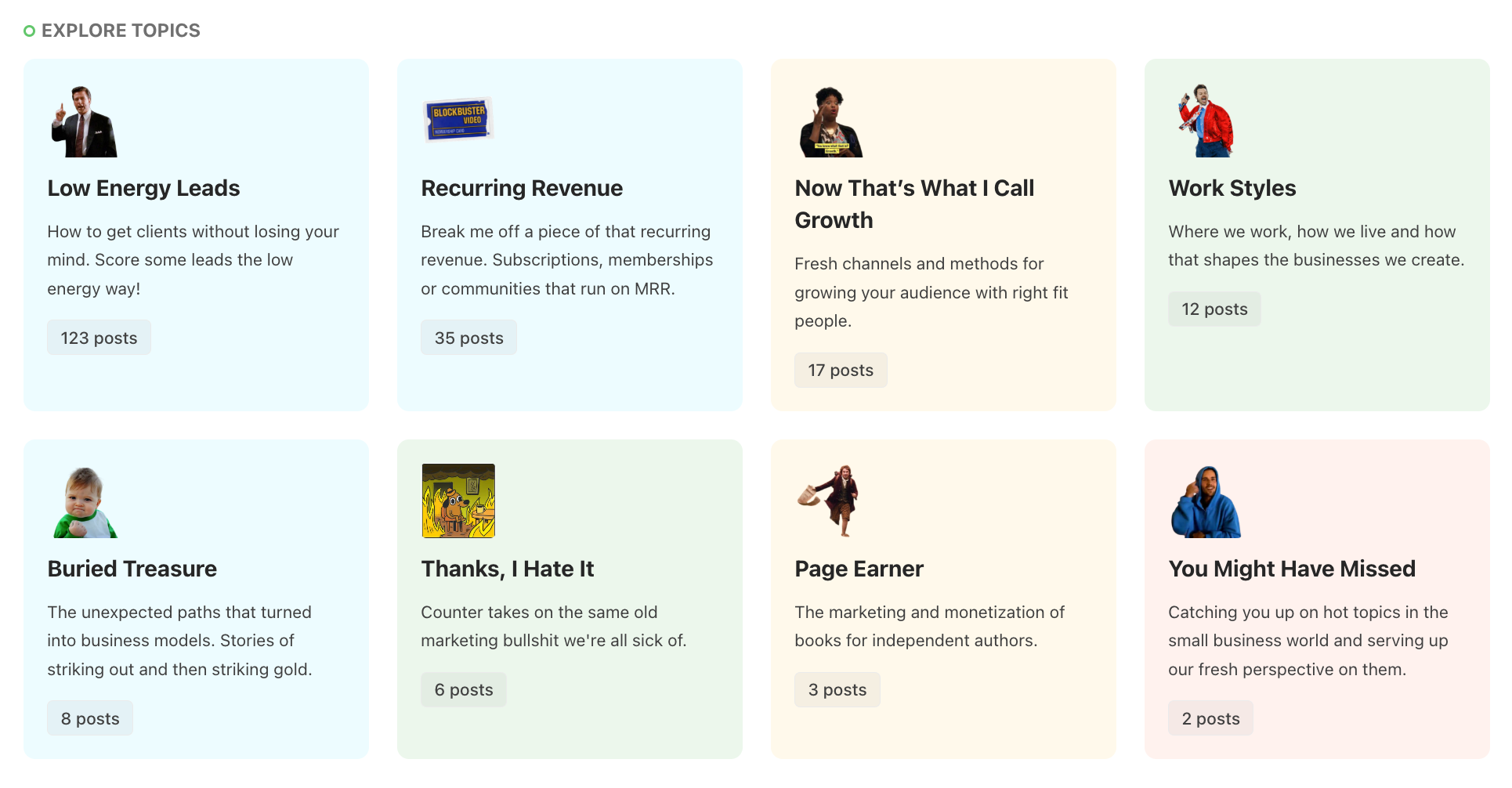 Site topics screenshot