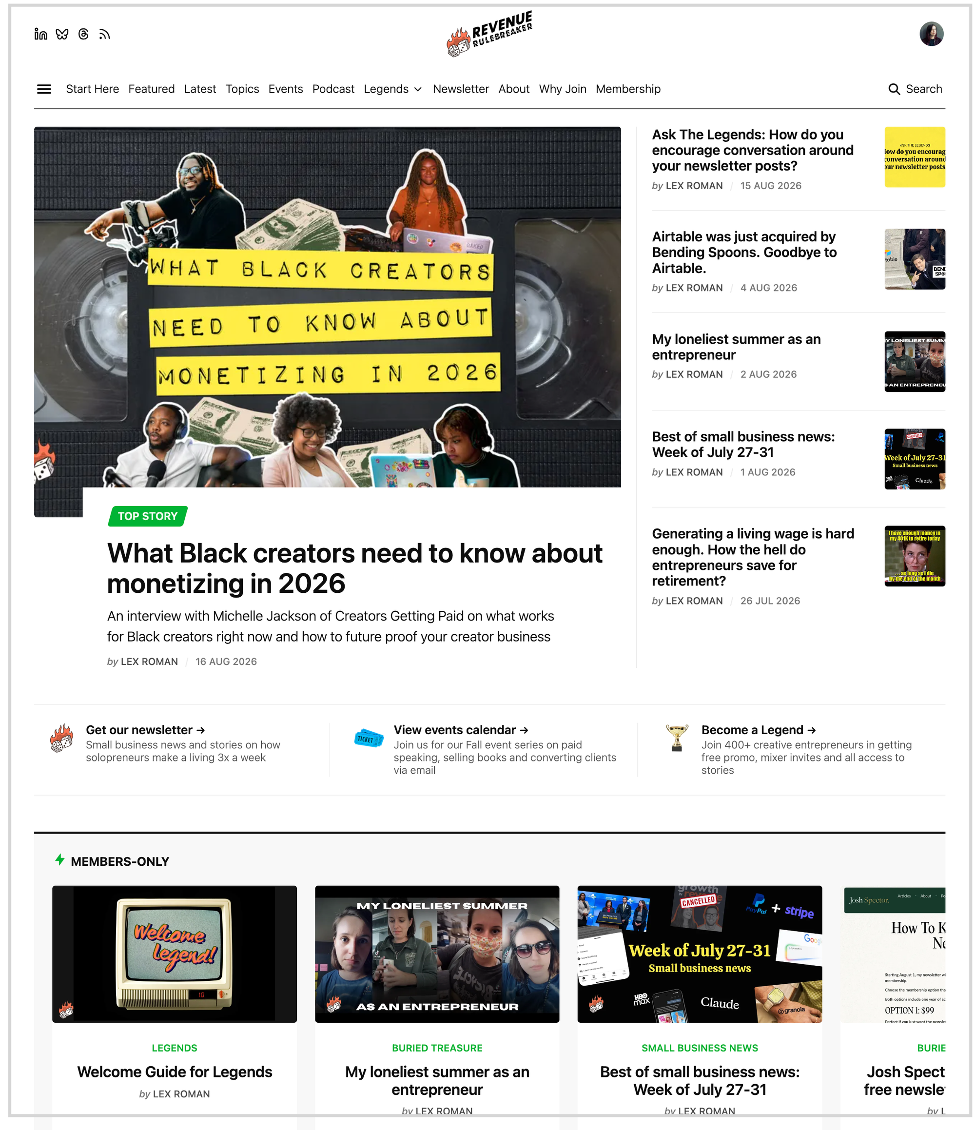 The new homepage
