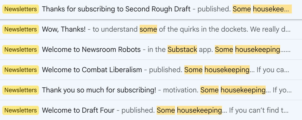Some housekeeping as seen in my inbox