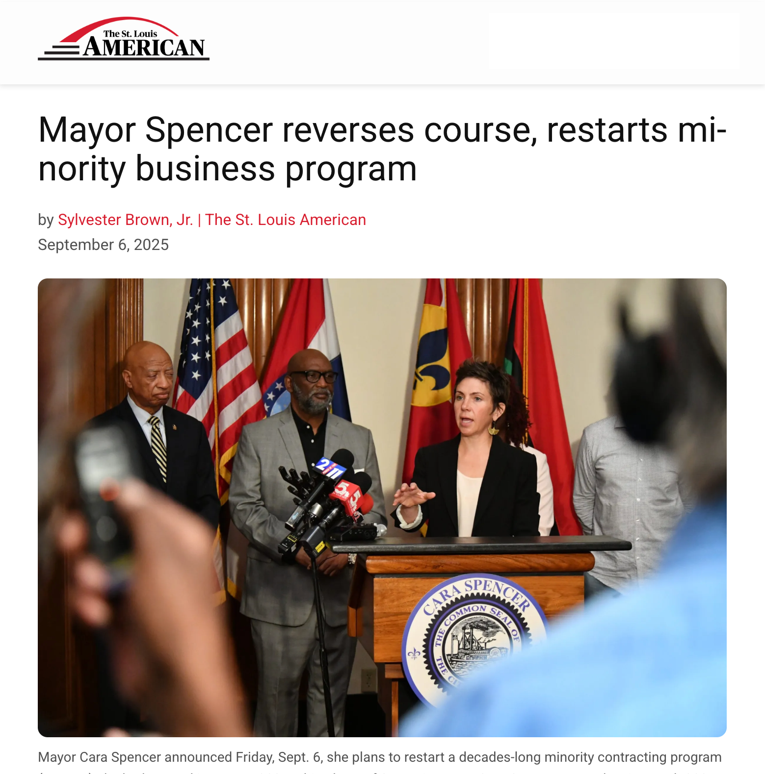 Story about St. Louis' MBE restart in The St. Louis American
