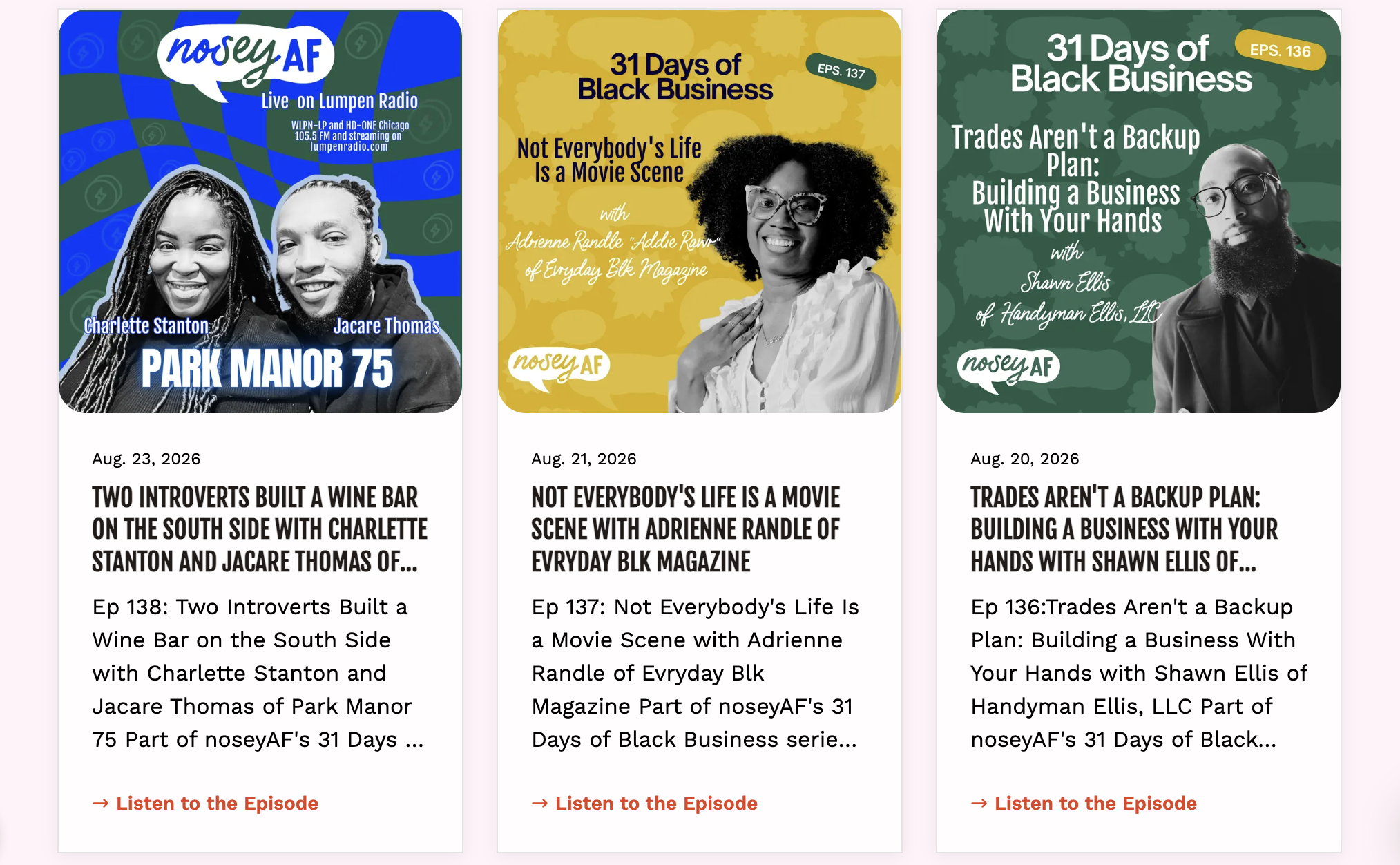 The 31 Days of Black Business series live on the podcast site