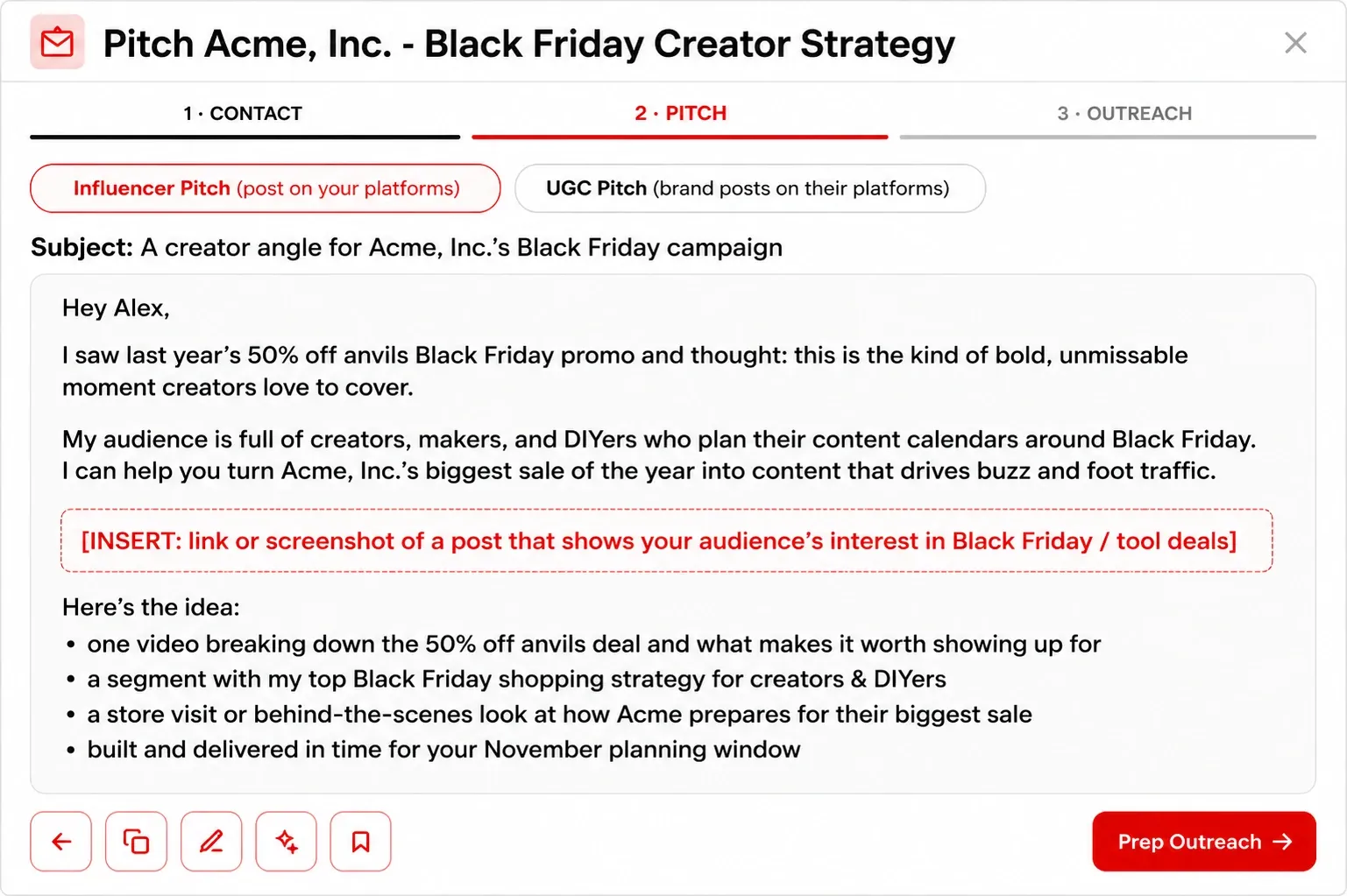 Sample pitch from Sponsor Mole (Image from their website)